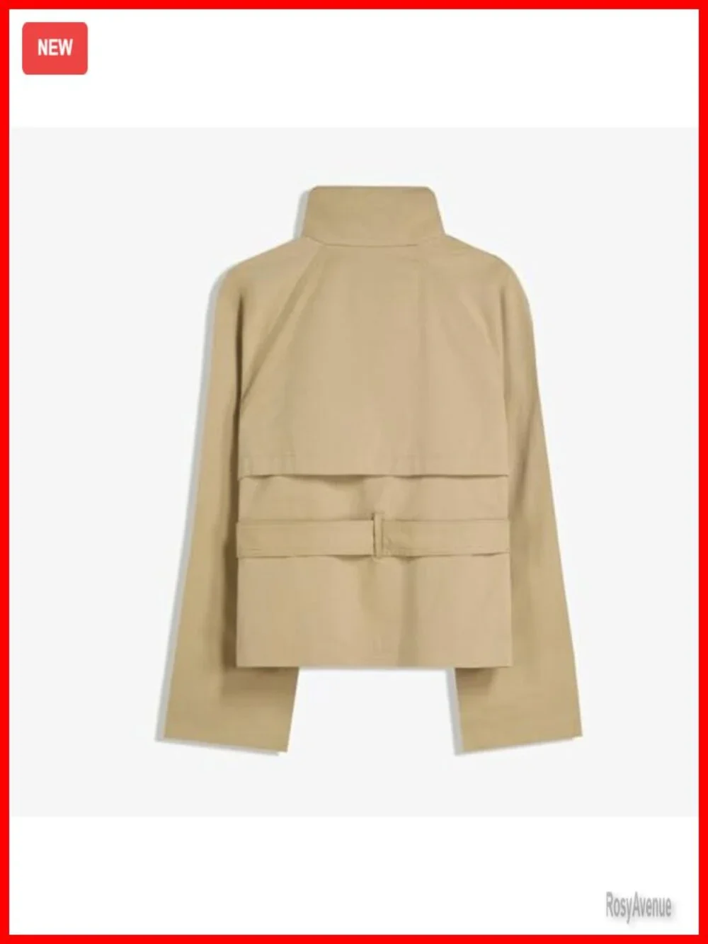 Cropped Trench Coat Double Breasted Belted Funnel Neck Fall Jacket